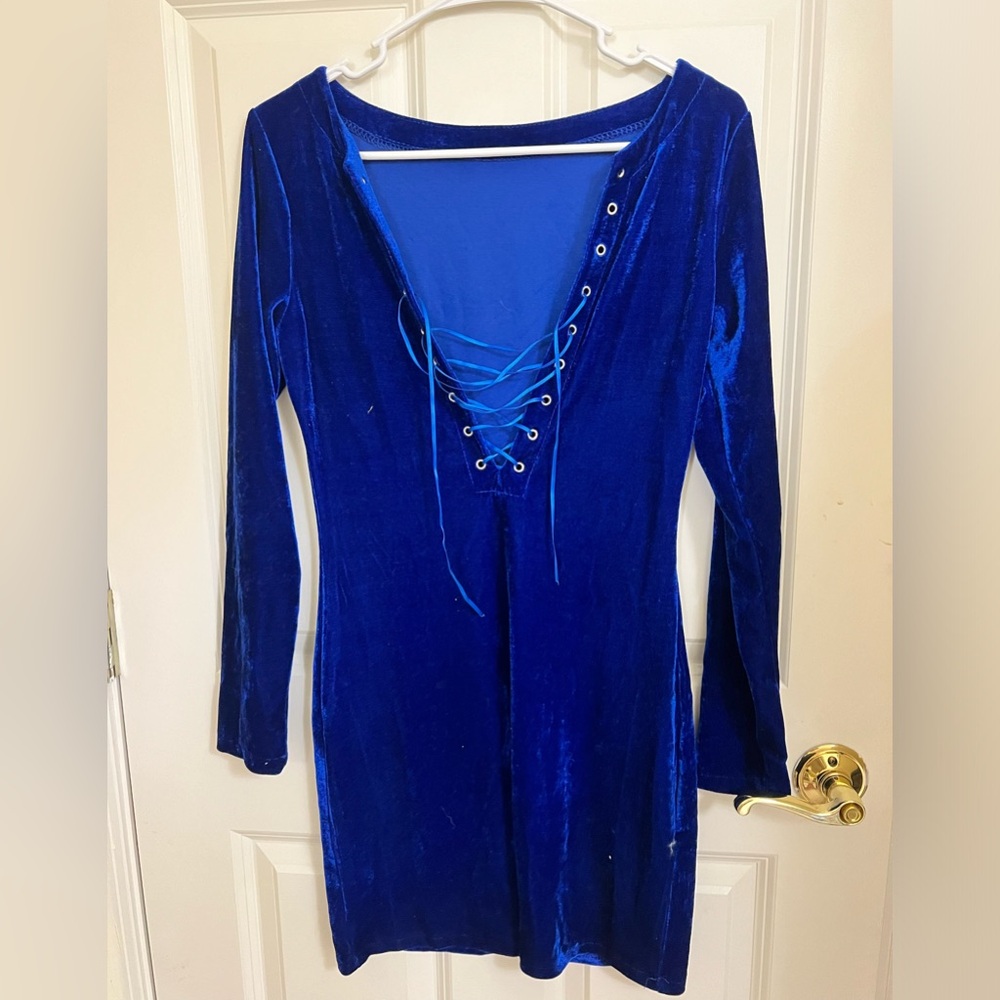 Blue Velvet Bodycon Dress